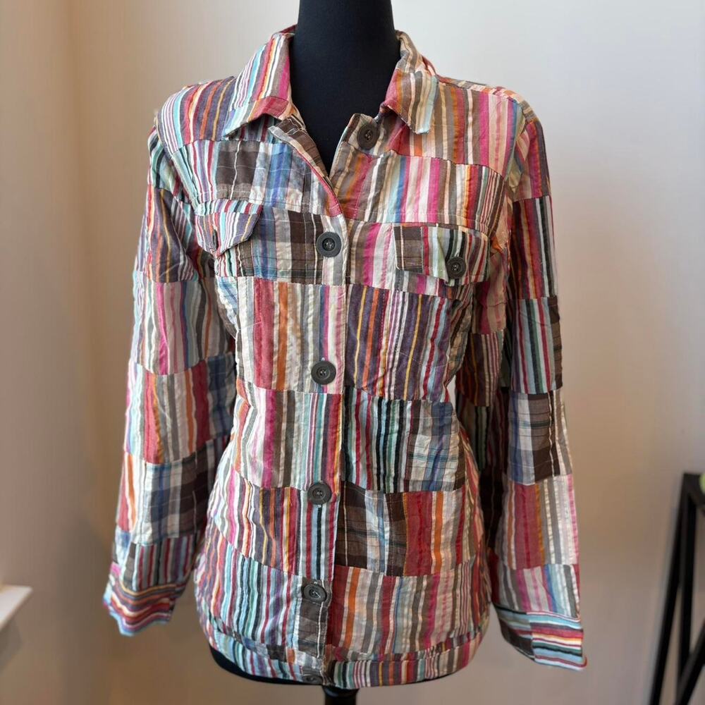 CJ Banks Colorful Collared Button Up Long Sleeved Jacket Sz 1X NWT